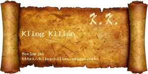 Kling Kilián névjegykártya